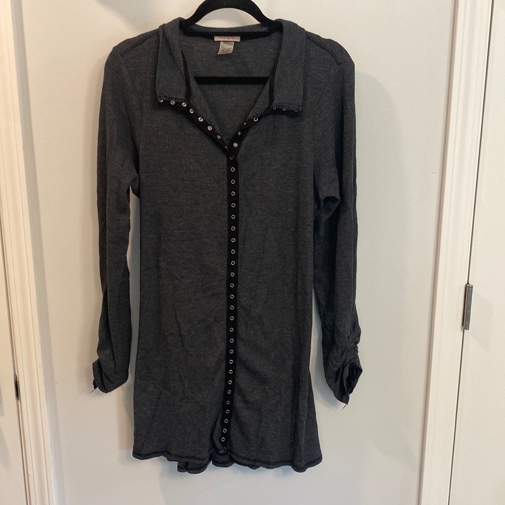 Button up long sleeve sweater dress